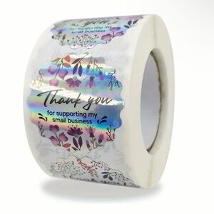 NWT 500 Thank You Stickers Floral Silver & Purple